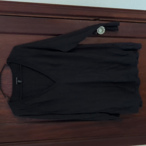 Eileen Fisher Dark Gray Merino Wool Lightweight V Neck Sweater Size XL - Picture 1 of 9